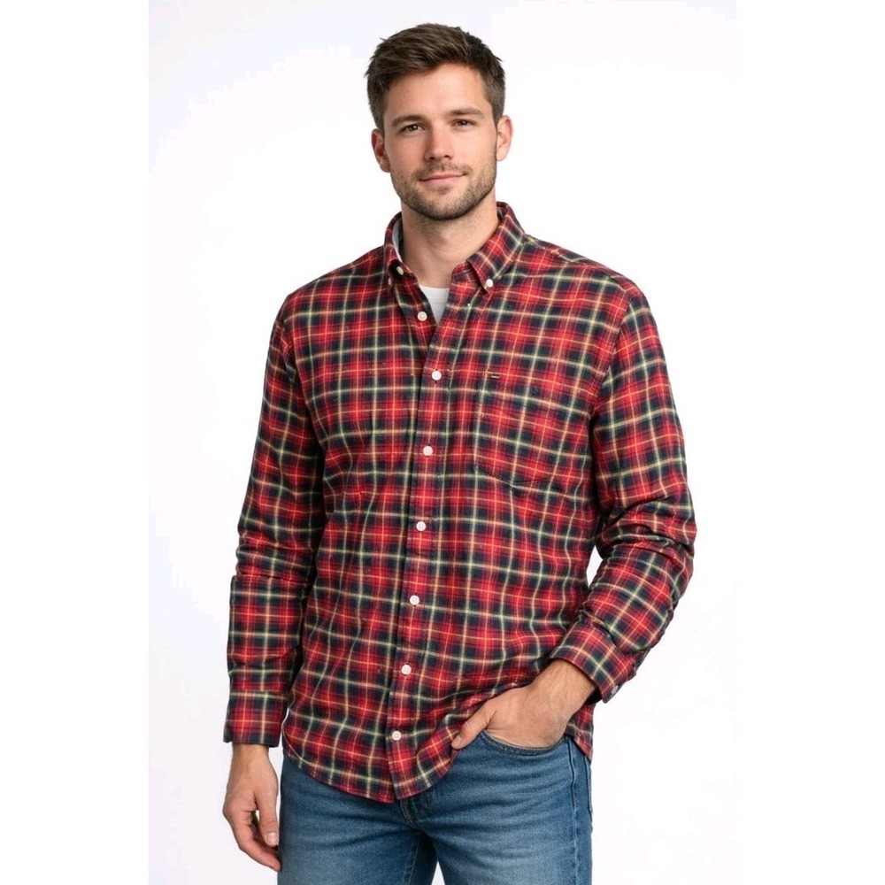 NWT Tommy Hilfiger Mens XXL Button Shirt TH Classic Fit Plaid Flannel Feel